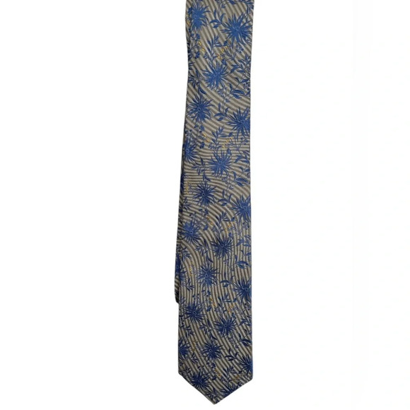 Polifroni Elegant Blue Floral 100% silk Men's Tie - Picture 1 of 6